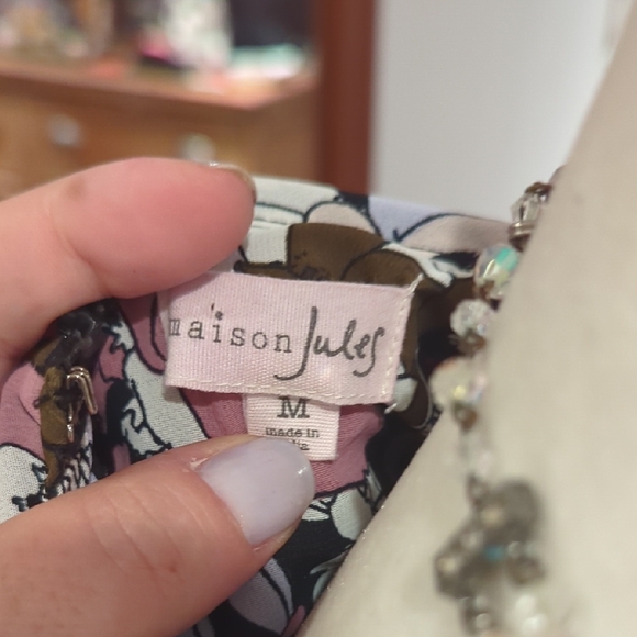 Maison Jules Black Midi Dress with Pink & White Floral Print - Picture 7 of 7